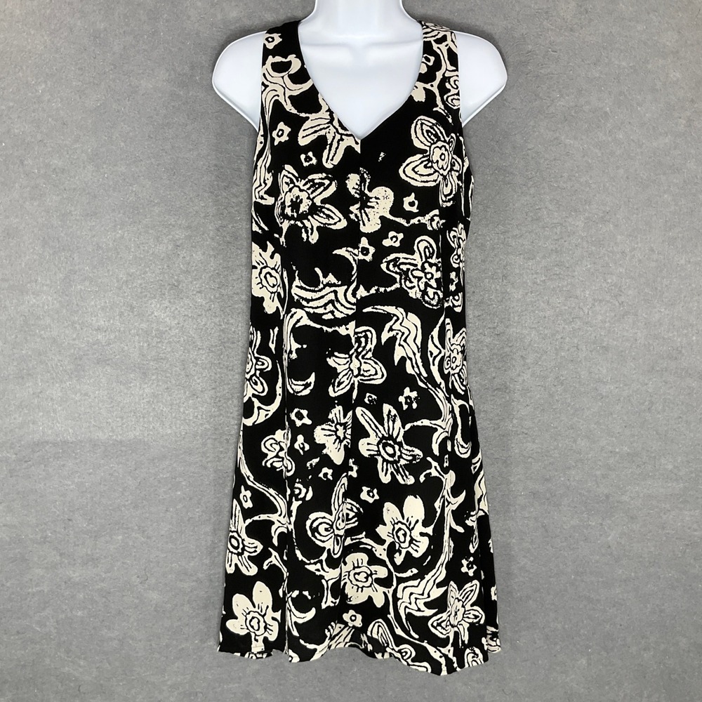 Cabi Padma Dress‎ Floral Racerback Black White Dress M Resort Travel Vacation